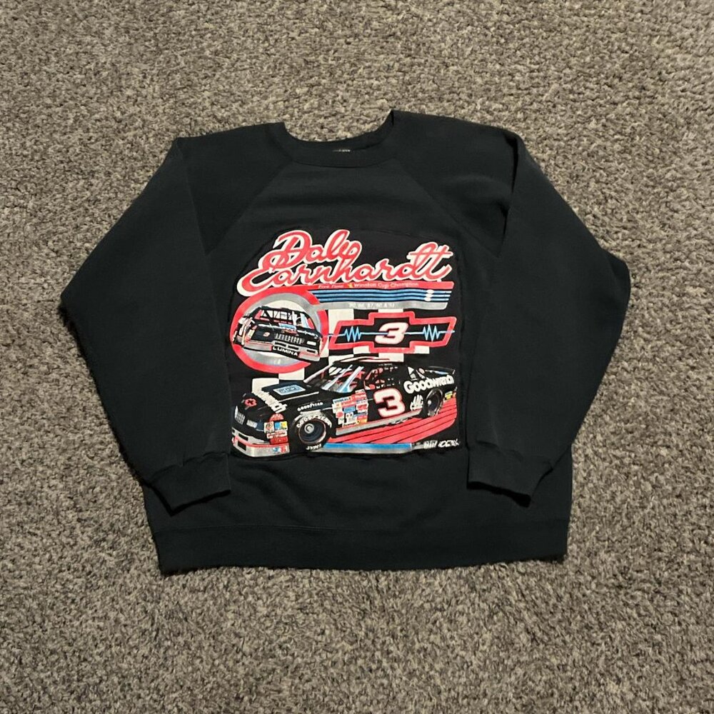 Vintage 1991 Dale Earnhardt NASCAR Racing Black Crewneck Sweatshirt
